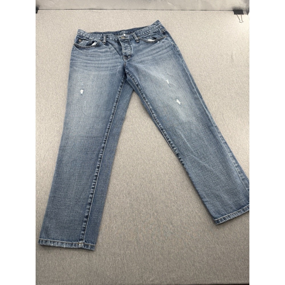 LOFT Womens Size 29/8 Boyfriend Button Fly Jeans Straight Leg Distressed 1038